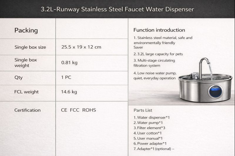 PurePaw Stainless Steel Flow Fountain
