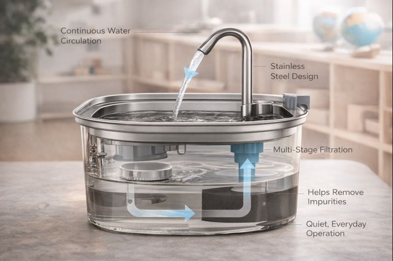 PurePaw Stainless Steel Flow Fountain